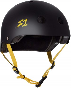 S1 Lifer Helmet - Black Matte w/ Yellow Straps