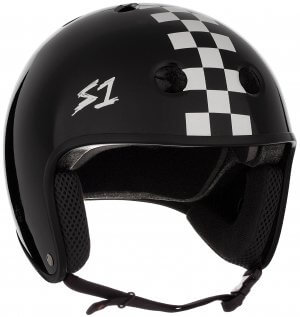 S1 Retro Lifer Helmet - Black Matte w/ White Checkers