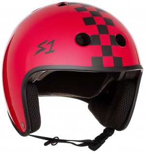 S1 Retro Lifer Helmet - Red Gloss w/ Black Checkers