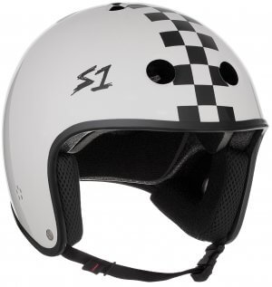 S1 Retro Lifer Helmet - White Gloss w/ Black Checkers