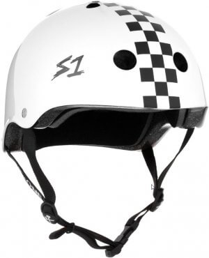 S1 Lifer Helmet - White Gloss w/ Black Checkers