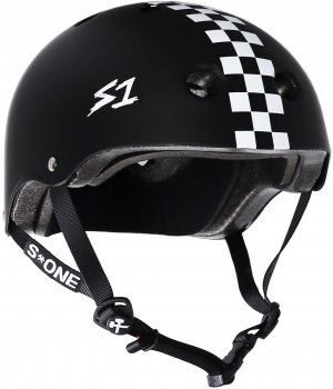 S1 Lifer Helmet - Black Matte w/ White Checkers